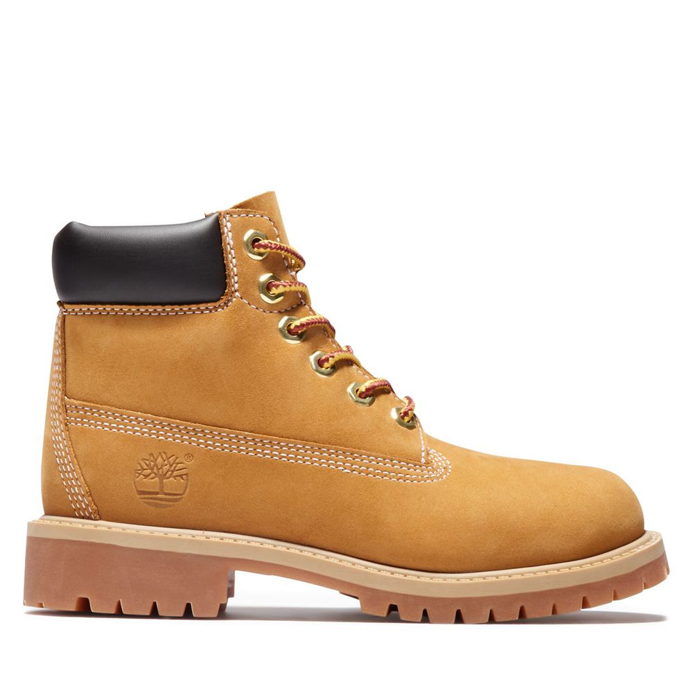 Timberland 6-Inch Μποτακια Παιδικα Καφε - Youth Premium Waterproof - Greece 0184692-YT